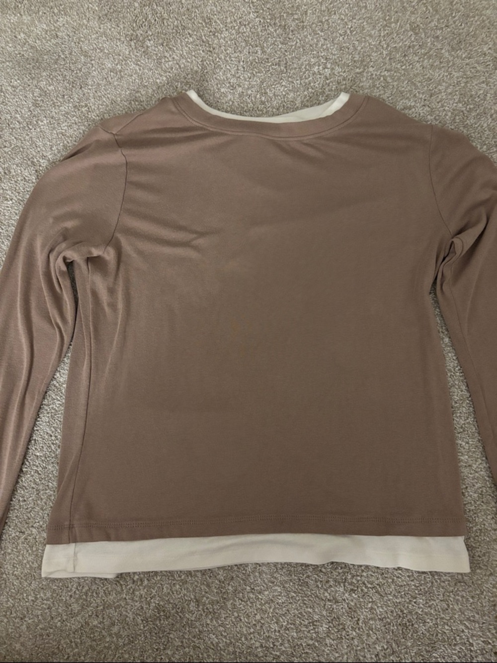 Long Sleeve Layered Hem Tee - Brown